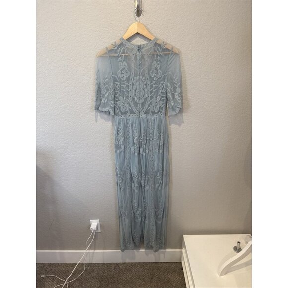 Wishlist Women Medium maxi dress Blue laced V-neck short sleeve lined - Picture 6 of 9